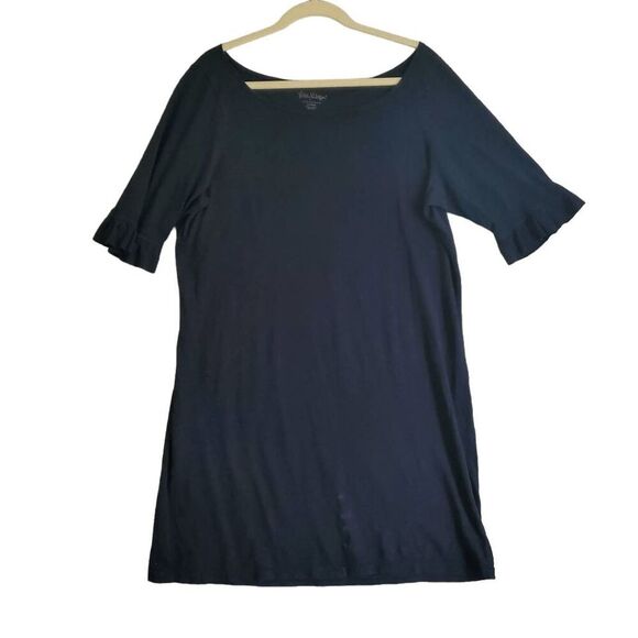 2 Lilly Pulitzer Women's Sommerset Ruffle Sleeve Navy Blue Black Dress Medium - Picture 1 of 11